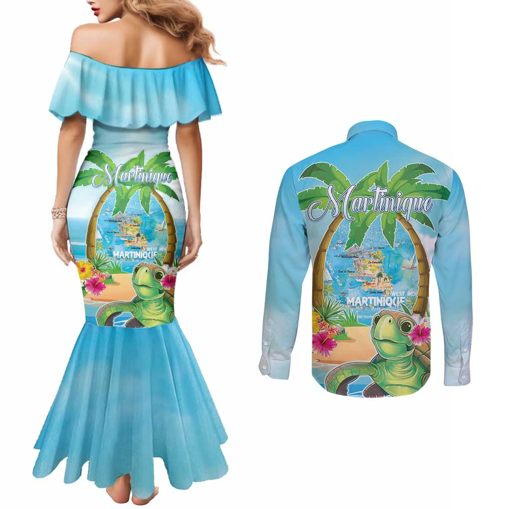 Bonjou Martinique Couples Matching Mermaid Dress and Long Sleeve Button Shirt Welcome To Heaven