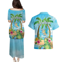Bonjou Martinique Couples Matching Puletasi and Hawaiian Shirt Welcome To Heaven