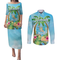 Bonjou Martinique Couples Matching Puletasi and Long Sleeve Button Shirt Welcome To Heaven