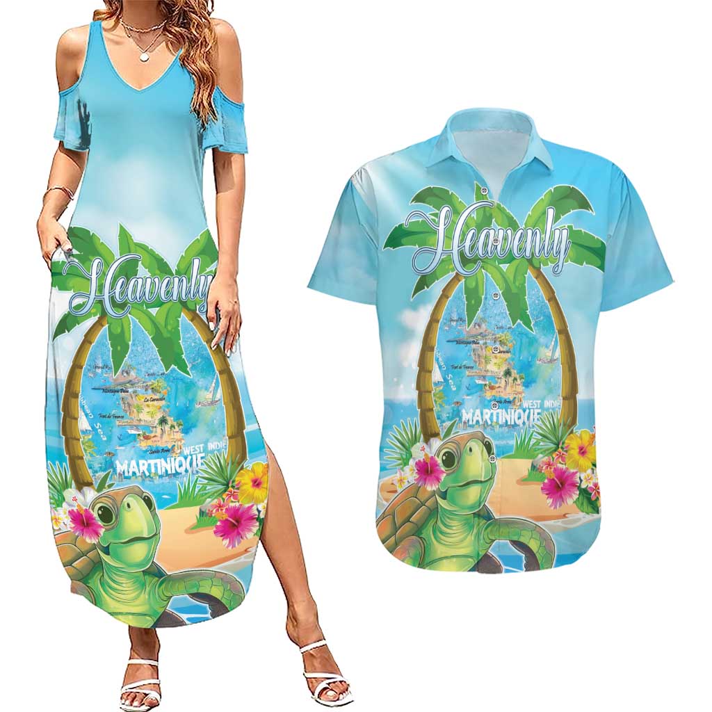Bonjou Martinique Couples Matching Summer Maxi Dress and Hawaiian Shirt Welcome To Heaven