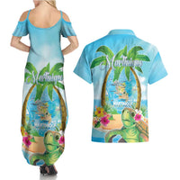 Bonjou Martinique Couples Matching Summer Maxi Dress and Hawaiian Shirt Welcome To Heaven