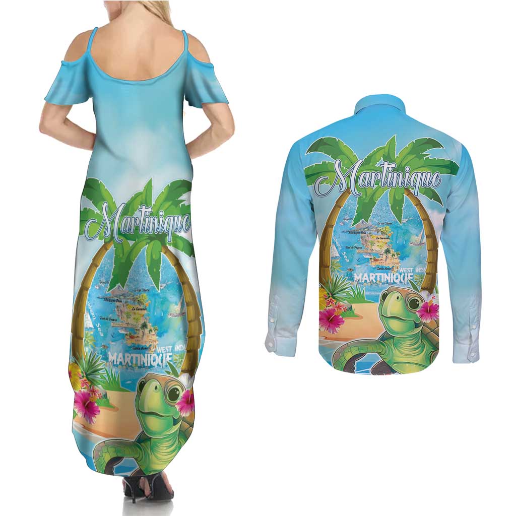Bonjou Martinique Couples Matching Summer Maxi Dress and Long Sleeve Button Shirt Welcome To Heaven