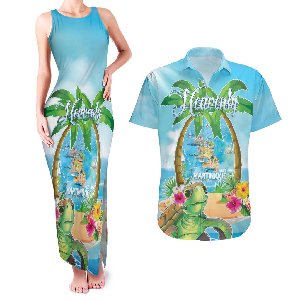 Bonjou Martinique Couples Matching Tank Maxi Dress and Hawaiian Shirt Welcome To Heaven