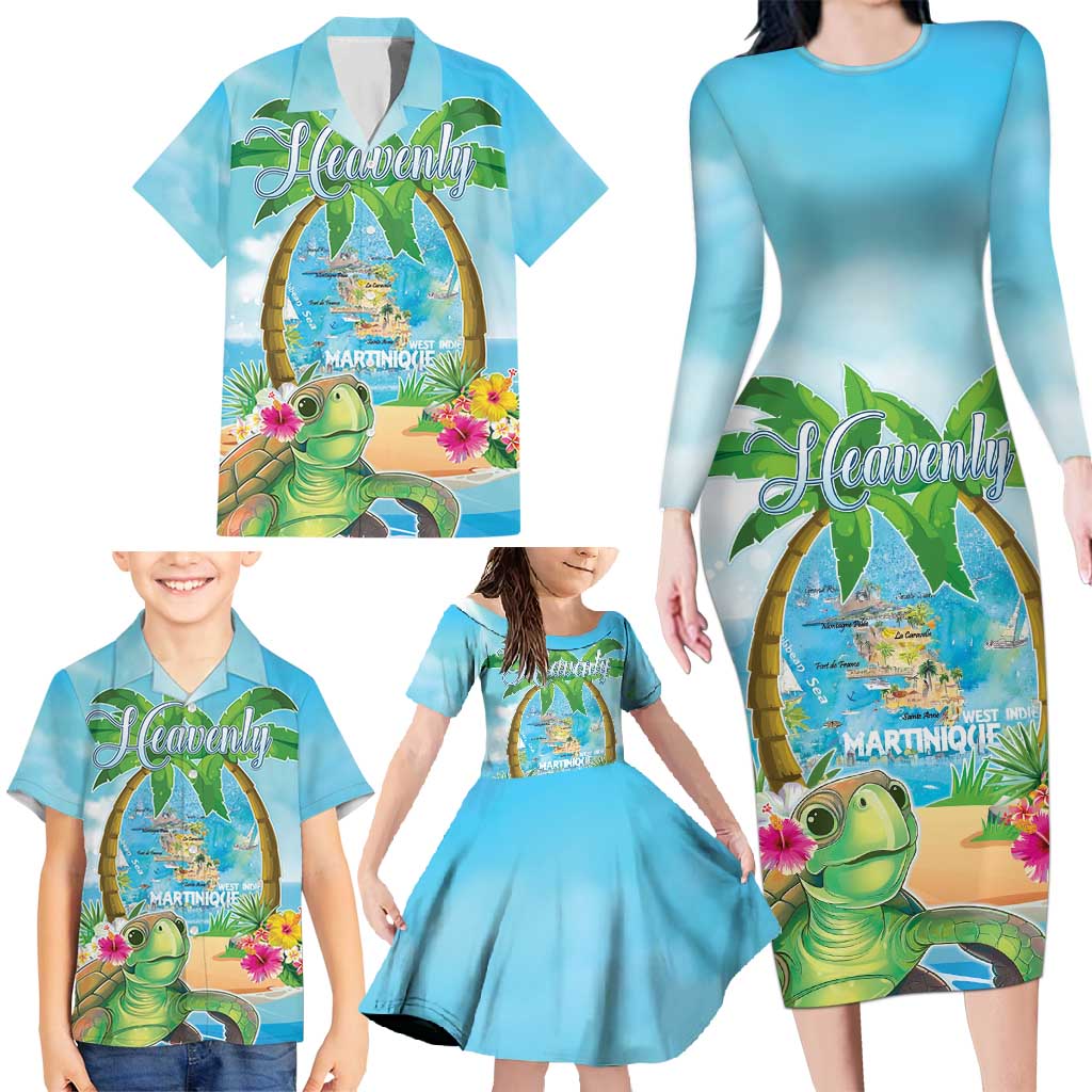 Bonjou Martinique Family Matching Long Sleeve Bodycon Dress and Hawaiian Shirt Welcome To Heaven