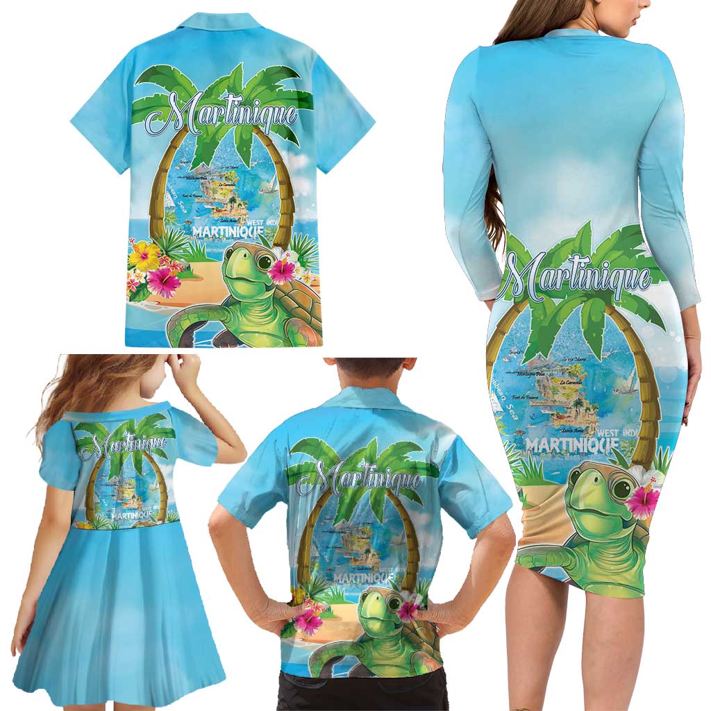 Bonjou Martinique Family Matching Long Sleeve Bodycon Dress and Hawaiian Shirt Welcome To Heaven