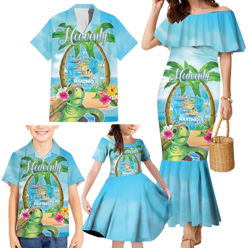 Bonjou Martinique Family Matching Mermaid Dress and Hawaiian Shirt Welcome To Heaven