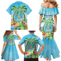 Bonjou Martinique Family Matching Mermaid Dress and Hawaiian Shirt Welcome To Heaven