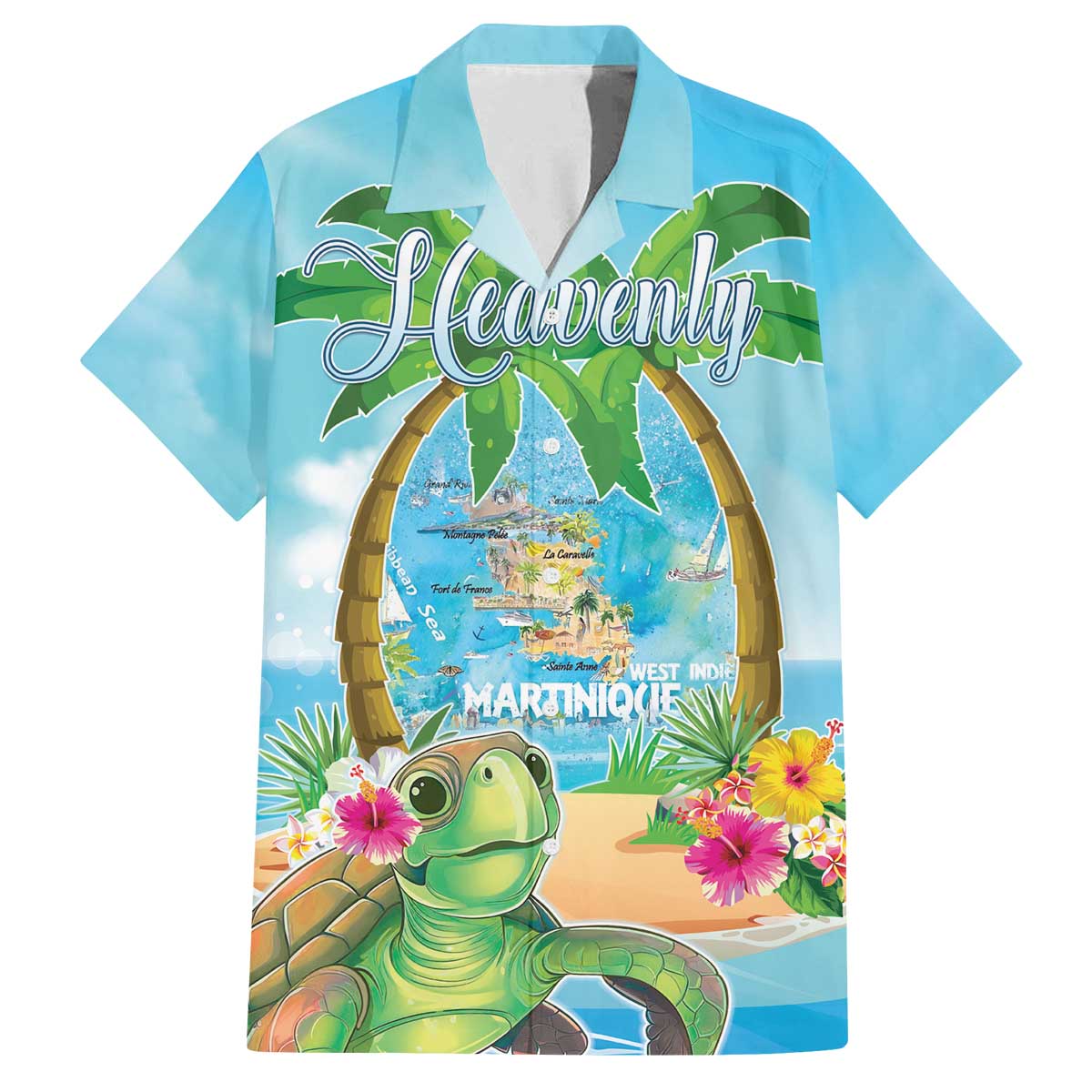 Bonjou Martinique Family Matching Off The Shoulder Long Sleeve Dress and Hawaiian Shirt Welcome To Heaven