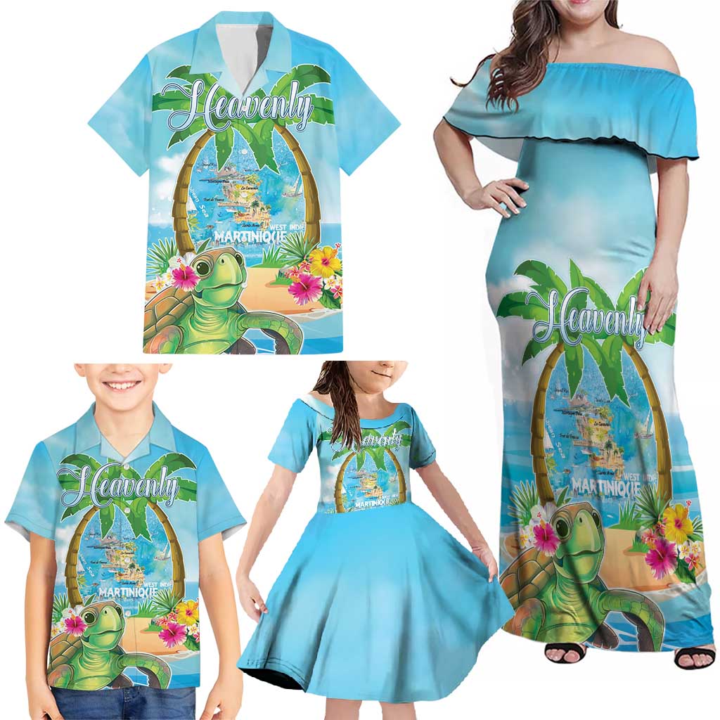 Bonjou Martinique Family Matching Off Shoulder Maxi Dress and Hawaiian Shirt Welcome To Heaven