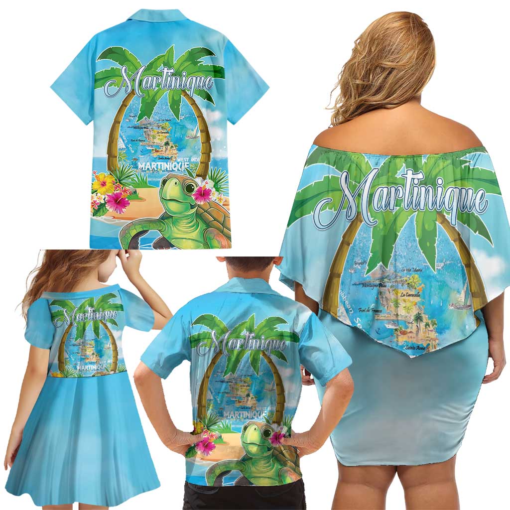 Bonjou Martinique Family Matching Off Shoulder Short Dress and Hawaiian Shirt Welcome To Heaven
