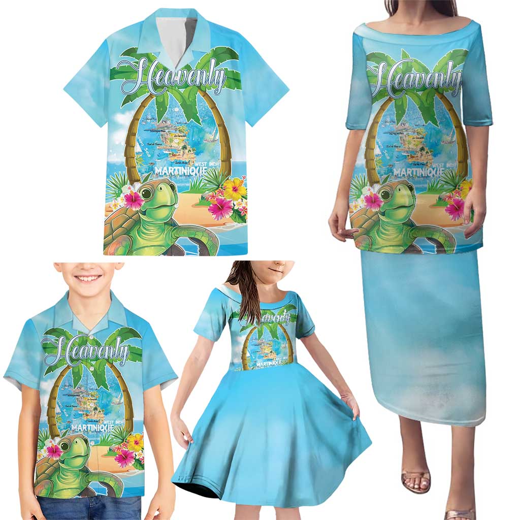 Bonjou Martinique Family Matching Puletasi and Hawaiian Shirt Welcome To Heaven