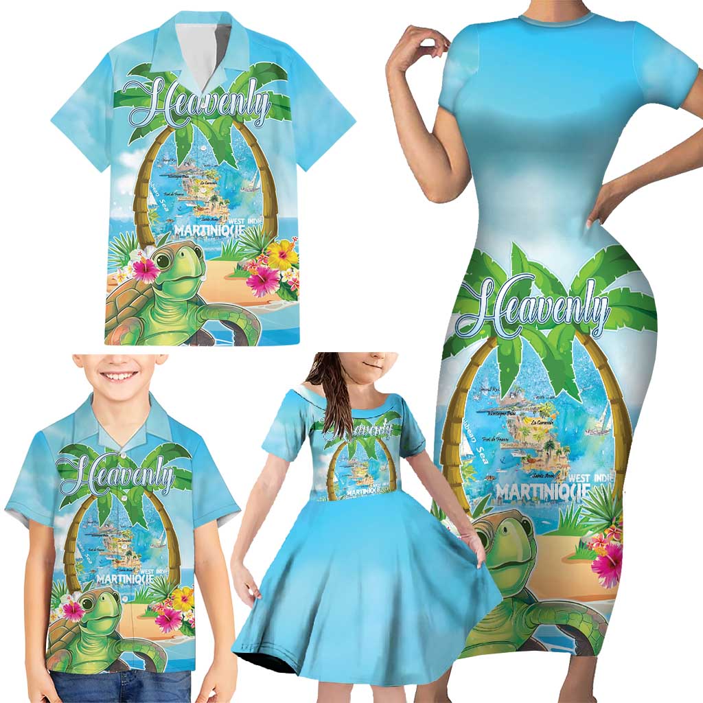 Bonjou Martinique Family Matching Short Sleeve Bodycon Dress and Hawaiian Shirt Welcome To Heaven