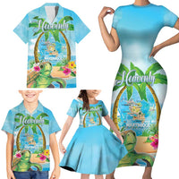 Bonjou Martinique Family Matching Short Sleeve Bodycon Dress and Hawaiian Shirt Welcome To Heaven