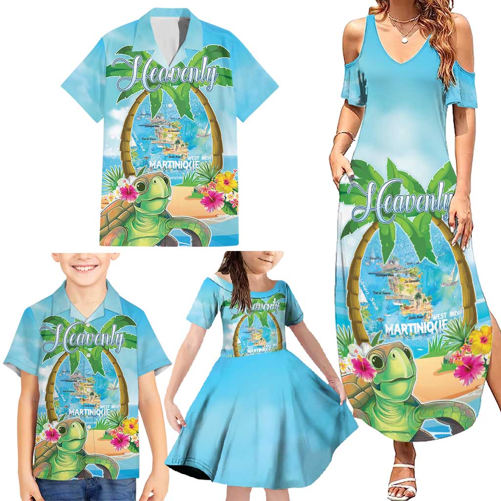 Bonjou Martinique Family Matching Summer Maxi Dress and Hawaiian Shirt Welcome To Heaven