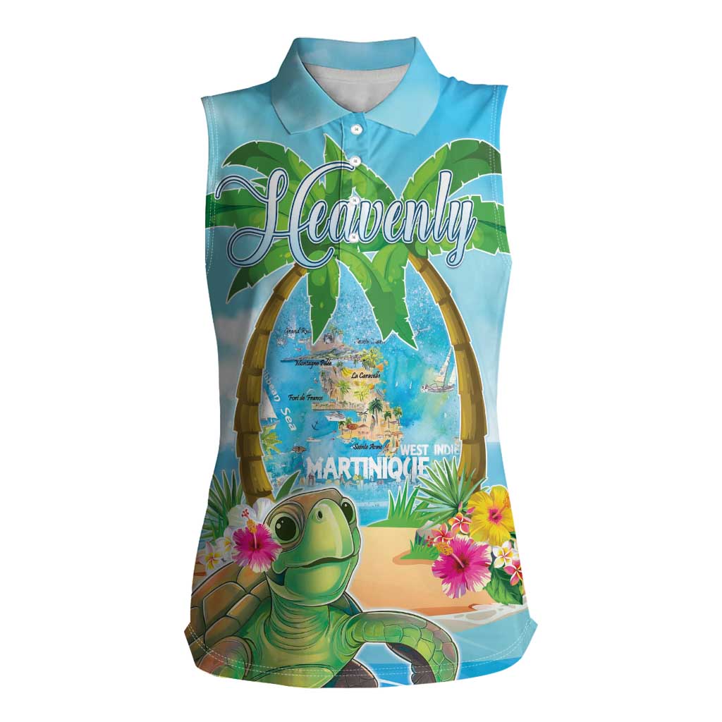 Bonjou Martinique Women Sleeveless Polo Shirt Welcome To Heaven