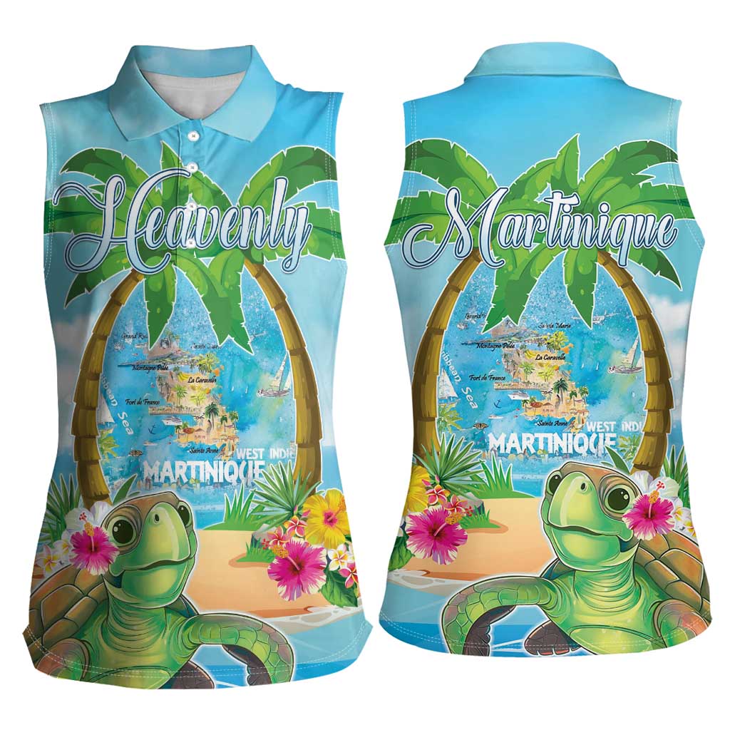 Bonjou Martinique Women Sleeveless Polo Shirt Welcome To Heaven