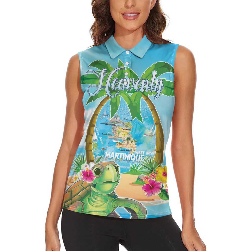 Bonjou Martinique Women Sleeveless Polo Shirt Welcome To Heaven
