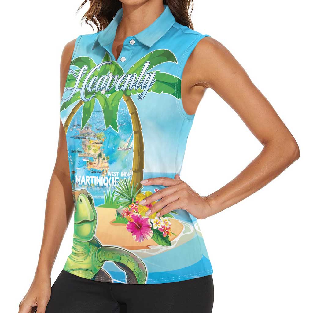 Bonjou Martinique Women Sleeveless Polo Shirt Welcome To Heaven