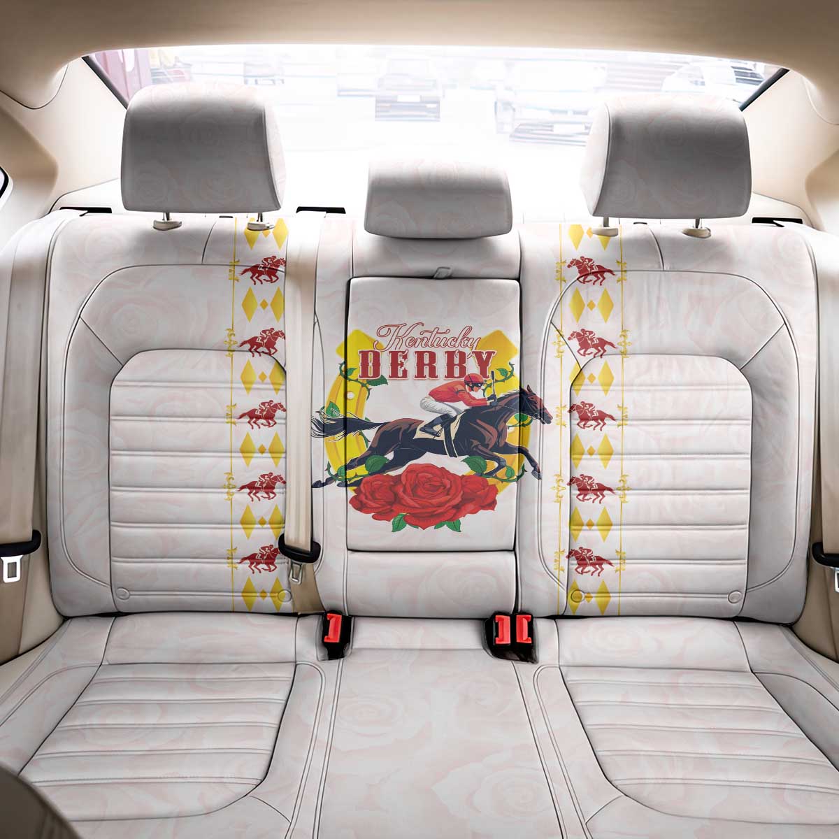 Kentucky Horse Racing Back Car Seat Cover Rose Floral