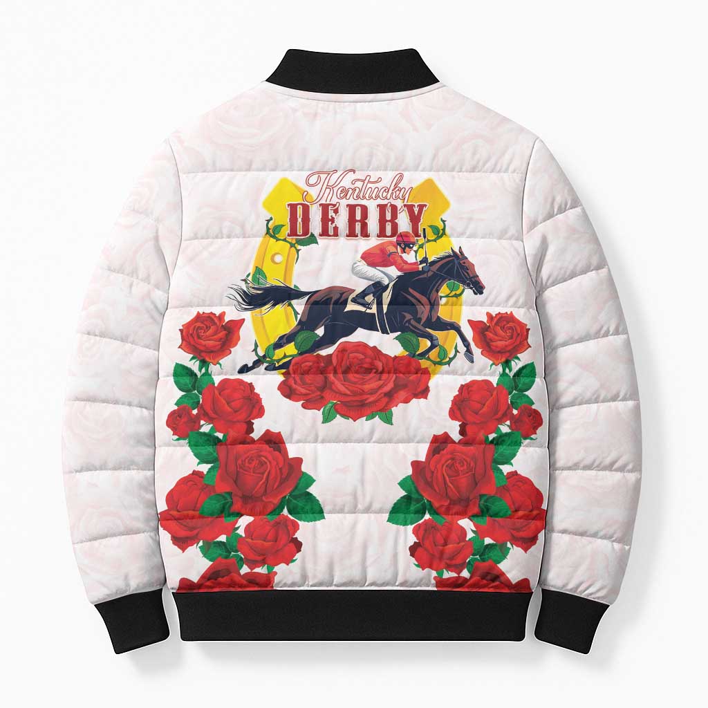 Kentucky Horse Racing Bomber Puffer Jacket Rose Floral