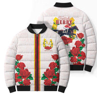 Kentucky Horse Racing Bomber Puffer Jacket Rose Floral
