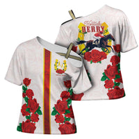 Kentucky Horse Racing Cross Shoulder Shirt Rose Floral