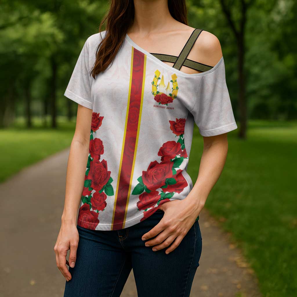 Kentucky Horse Racing Cross Shoulder Shirt Rose Floral