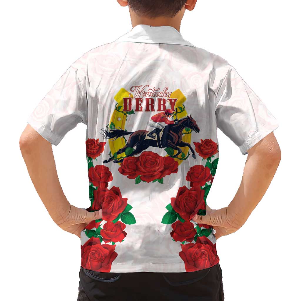 Kentucky Horse Racing Kid Hawaiian Shirt Rose Floral