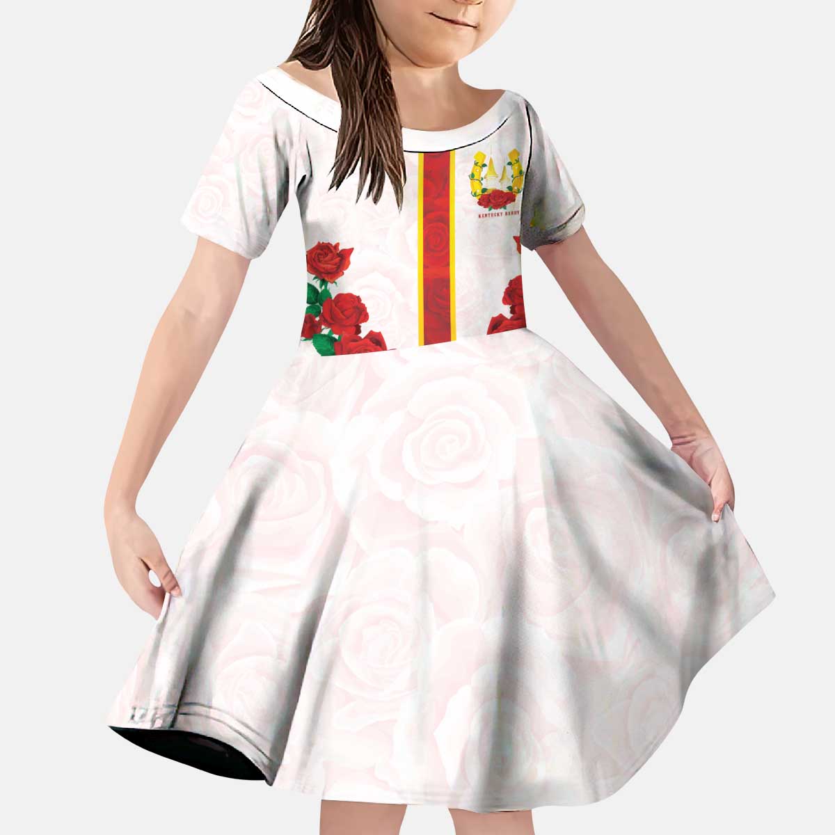Kentucky Horse Racing Kid Short Sleeve Dress Rose Floral