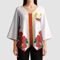 Kentucky Horse Racing Kimono Sleeve Blouse Rose Floral