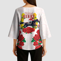 Kentucky Horse Racing Kimono Sleeve Blouse Rose Floral