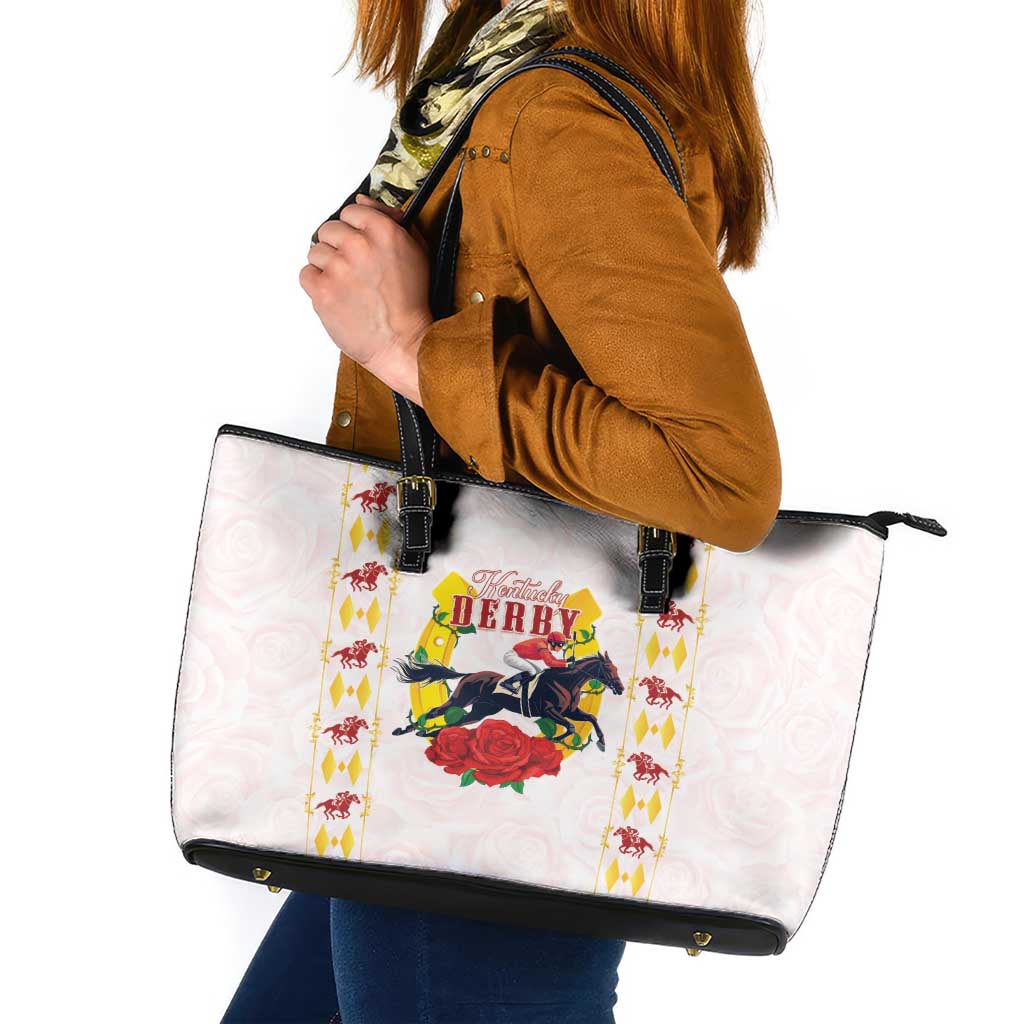 Kentucky Horse Racing Leather Tote Bag Rose Floral