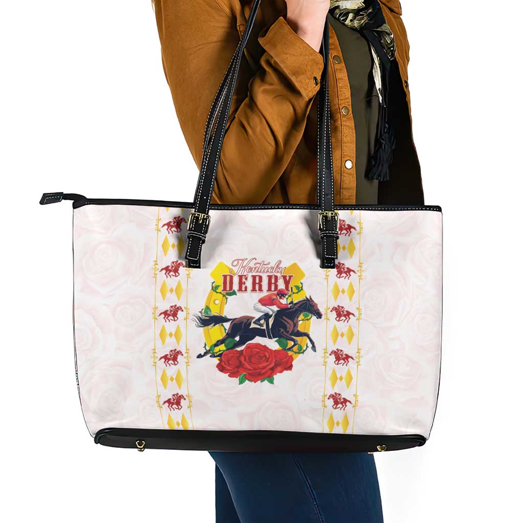 Kentucky Horse Racing Leather Tote Bag Rose Floral