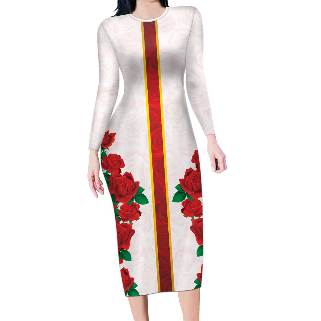 Kentucky Horse Racing Long Sleeve Bodycon Dress Rose Floral