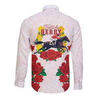 Kentucky Horse Racing Long Sleeve Button Shirt Rose Floral