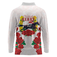 Kentucky Horse Racing Long Sleeve Polo Shirt Rose Floral