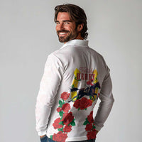 Kentucky Horse Racing Long Sleeve Polo Shirt Rose Floral
