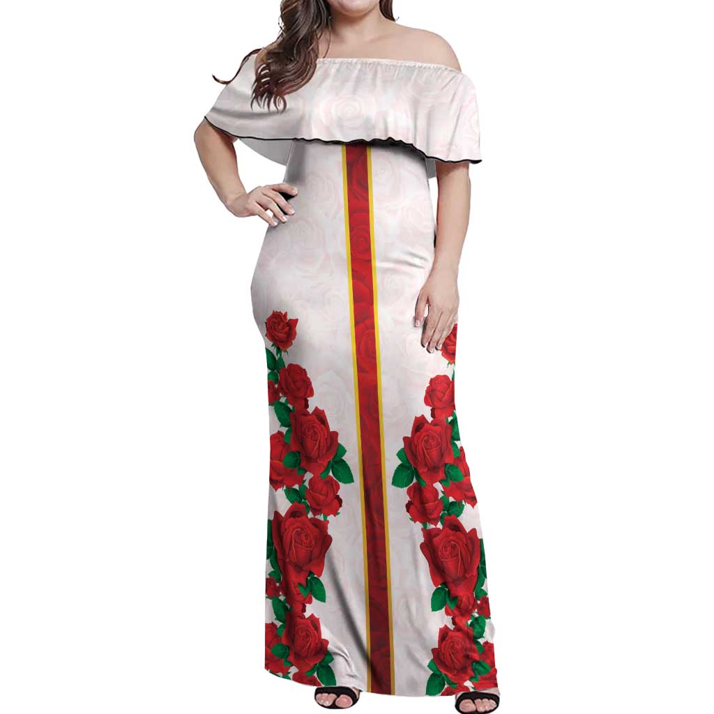 Kentucky Horse Racing Off Shoulder Maxi Dress Rose Floral