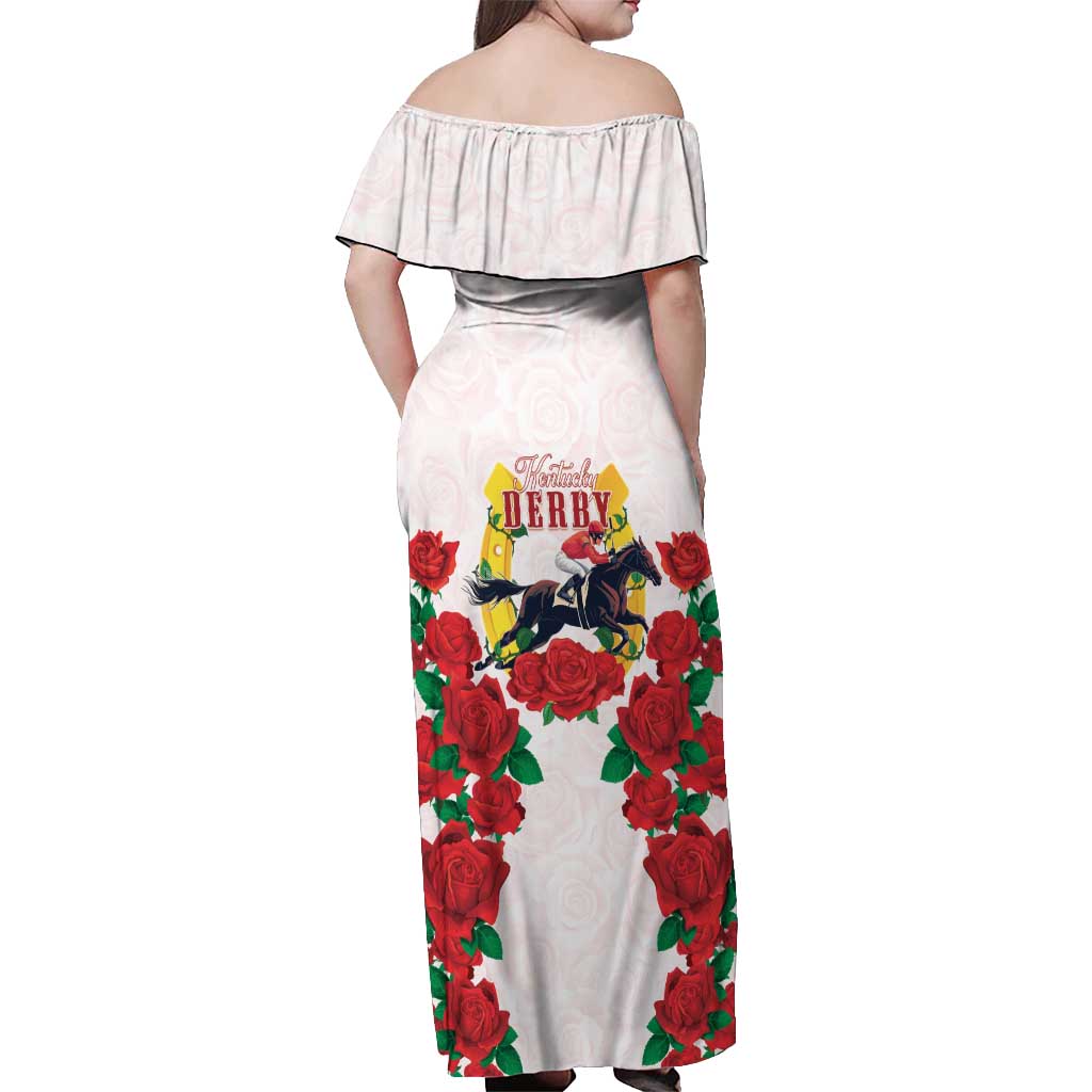 Kentucky Horse Racing Off Shoulder Maxi Dress Rose Floral