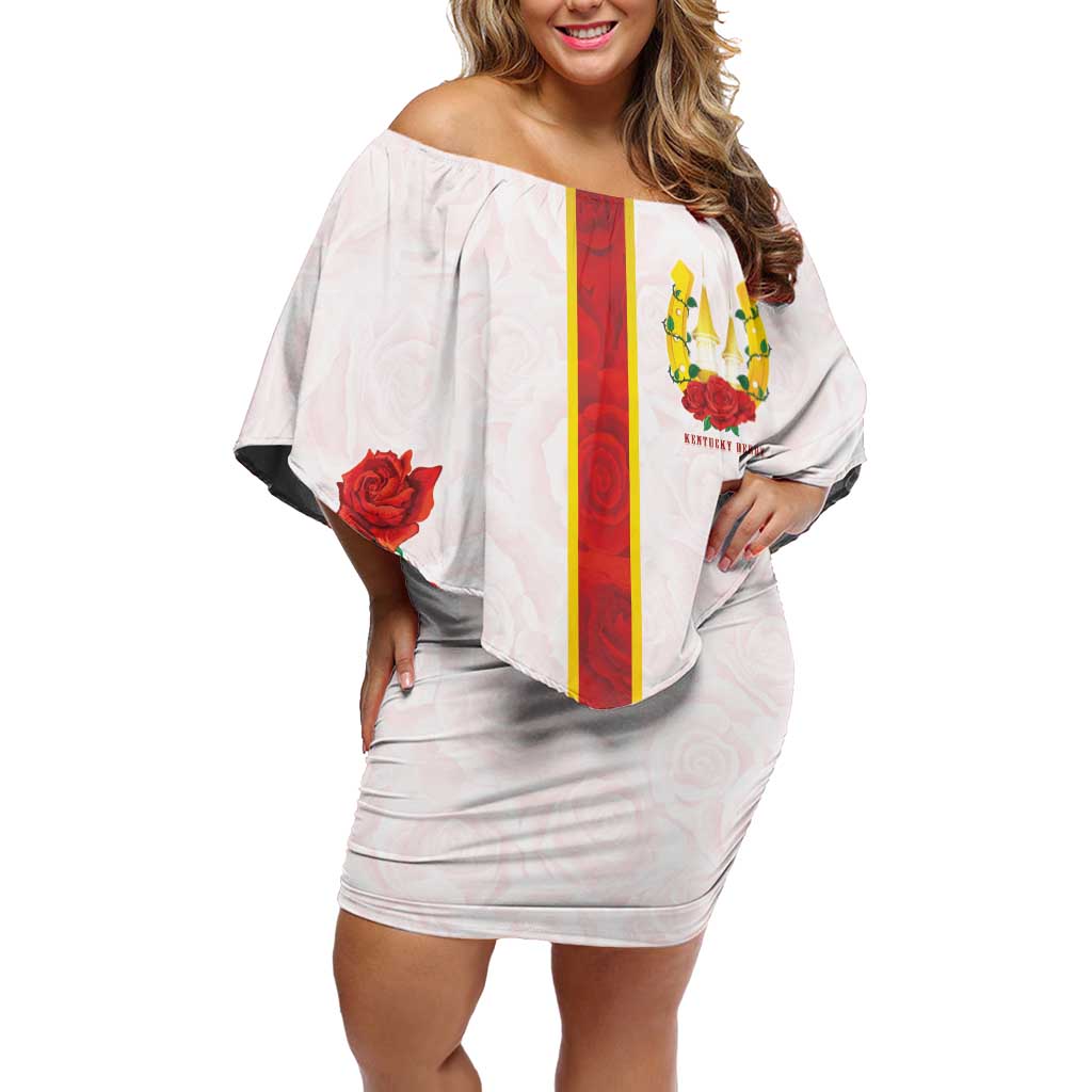 Kentucky Horse Racing Off Shoulder Short Dress Rose Floral