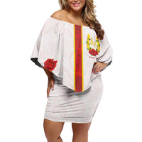 Kentucky Horse Racing Off Shoulder Short Dress Rose Floral