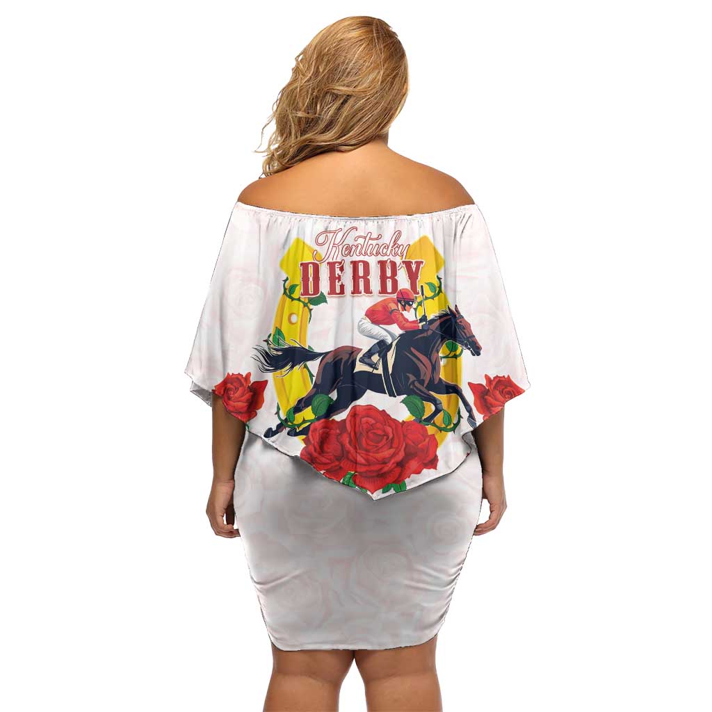 Kentucky Horse Racing Off Shoulder Short Dress Rose Floral