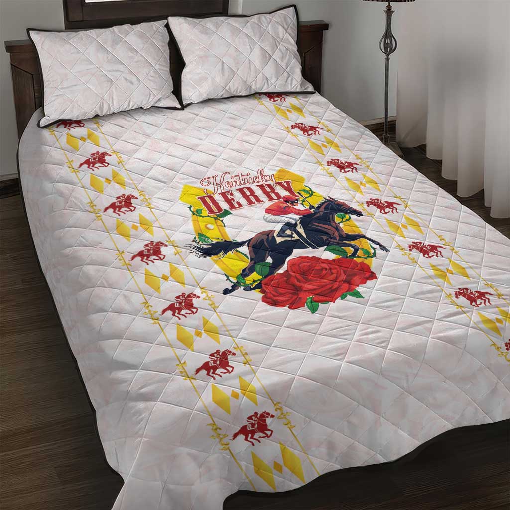 Kentucky Horse Racing Quilt Bed Set Rose Floral