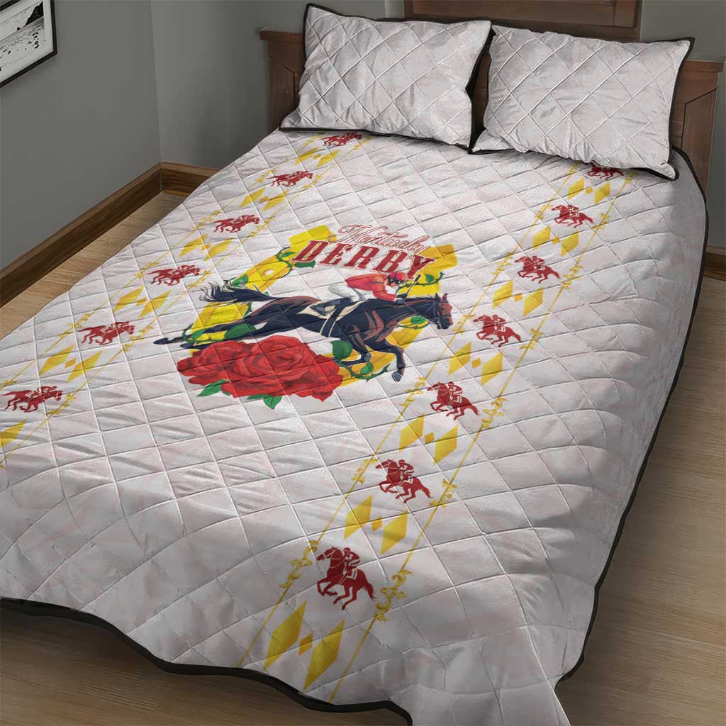Kentucky Horse Racing Quilt Bed Set Rose Floral