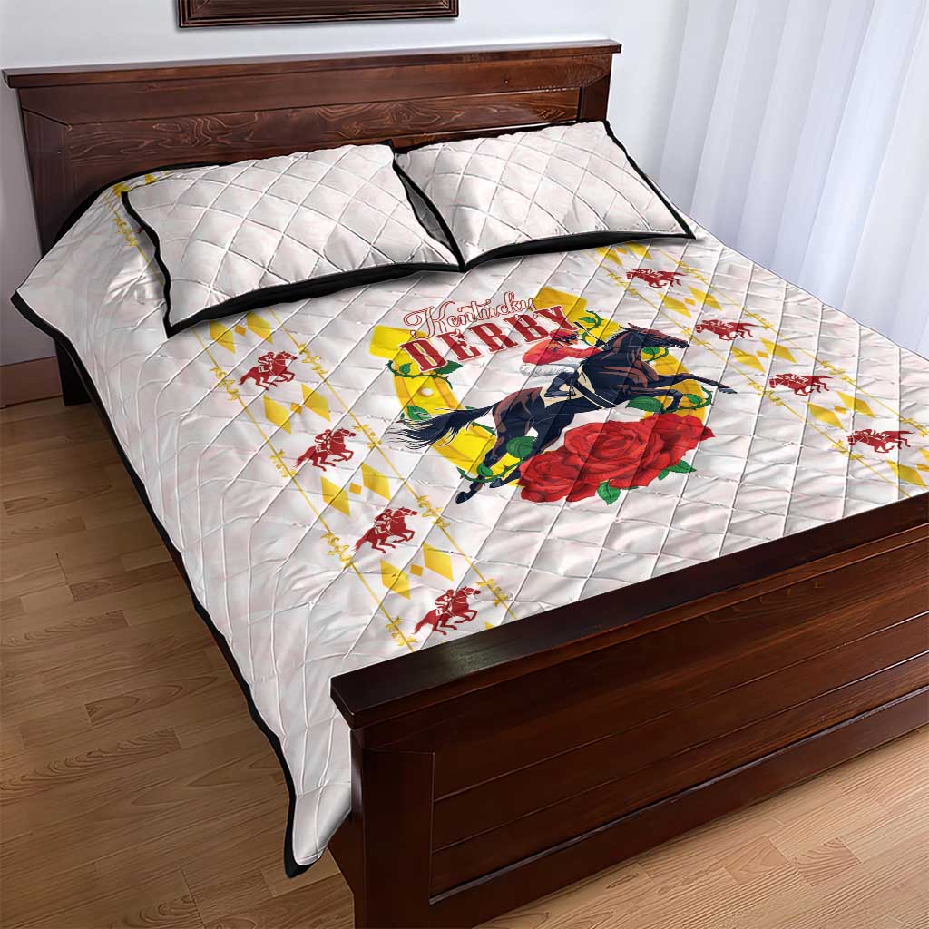 Kentucky Horse Racing Quilt Bed Set Rose Floral