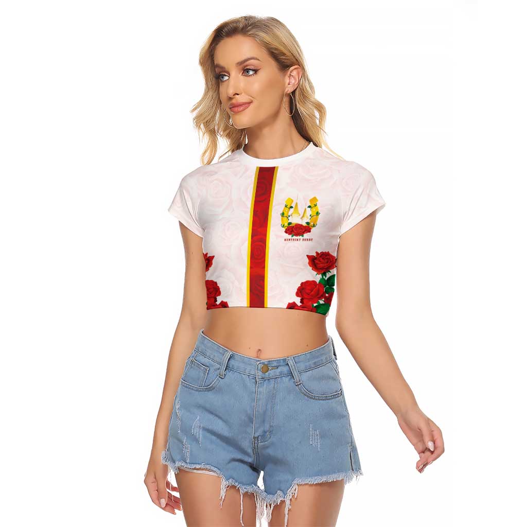 Kentucky Horse Racing Raglan Cropped T Shirt Rose Floral