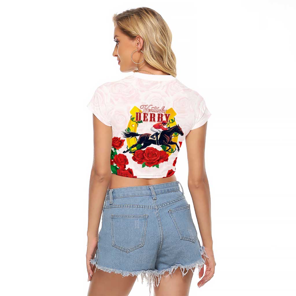 Kentucky Horse Racing Raglan Cropped T Shirt Rose Floral