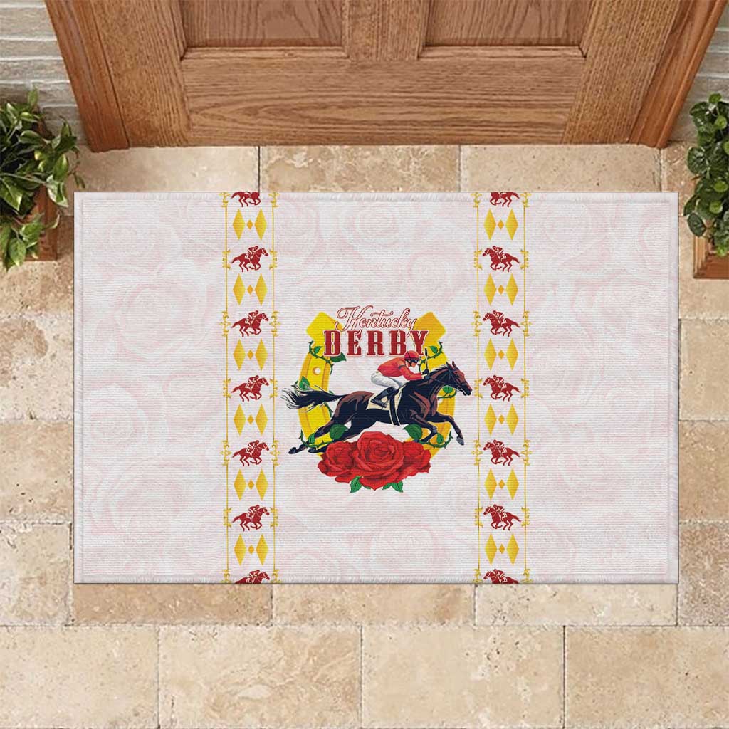 Kentucky Horse Racing Rubber Doormat Rose Floral