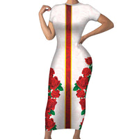 Kentucky Horse Racing Short Sleeve Bodycon Dress Rose Floral