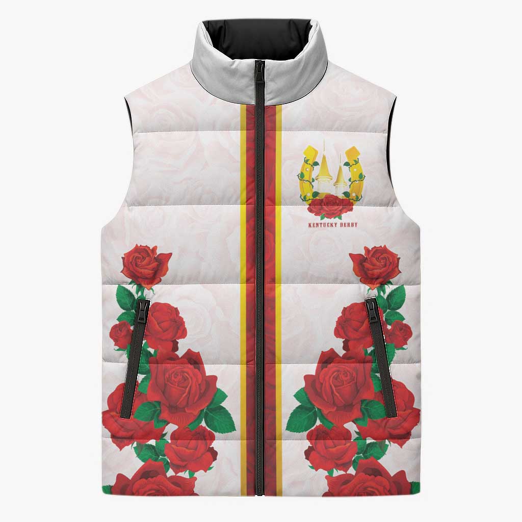 Kentucky Horse Racing Sleeveless Puffer Jacket Rose Floral